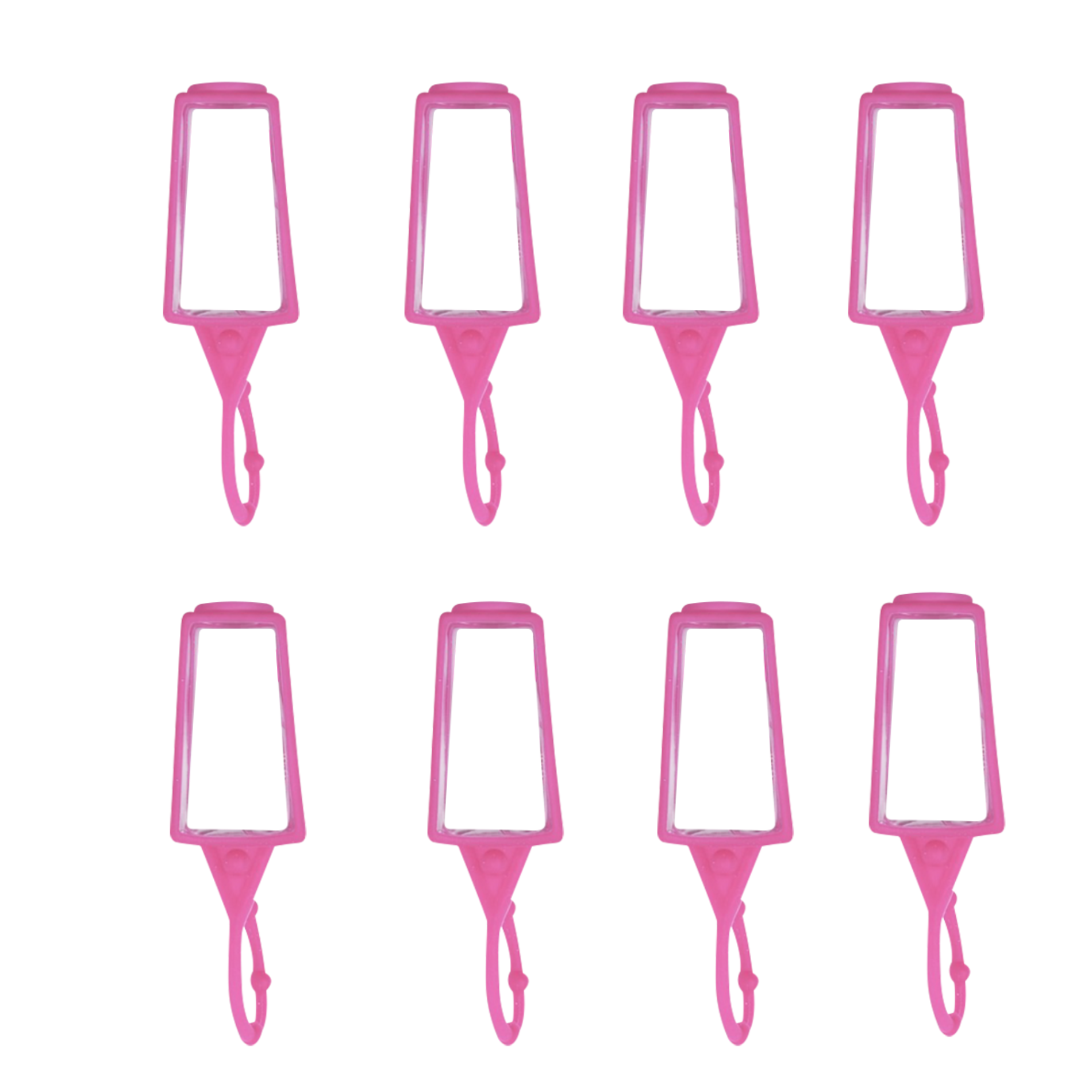 8 Sturdy Silicone Sleeve Holders for 29ml / 30ml Pyramid Sanitizer Bottles | Set of 8 Pink | Hook to Backpacks, Purses and Key Chains