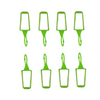 8 Sturdy Silicone Sleeve Holders for 29ml / 30ml Pyramid Sanitizer Bottles | Set of 8 Green | Hook to Backpacks, Purses and Key Chains